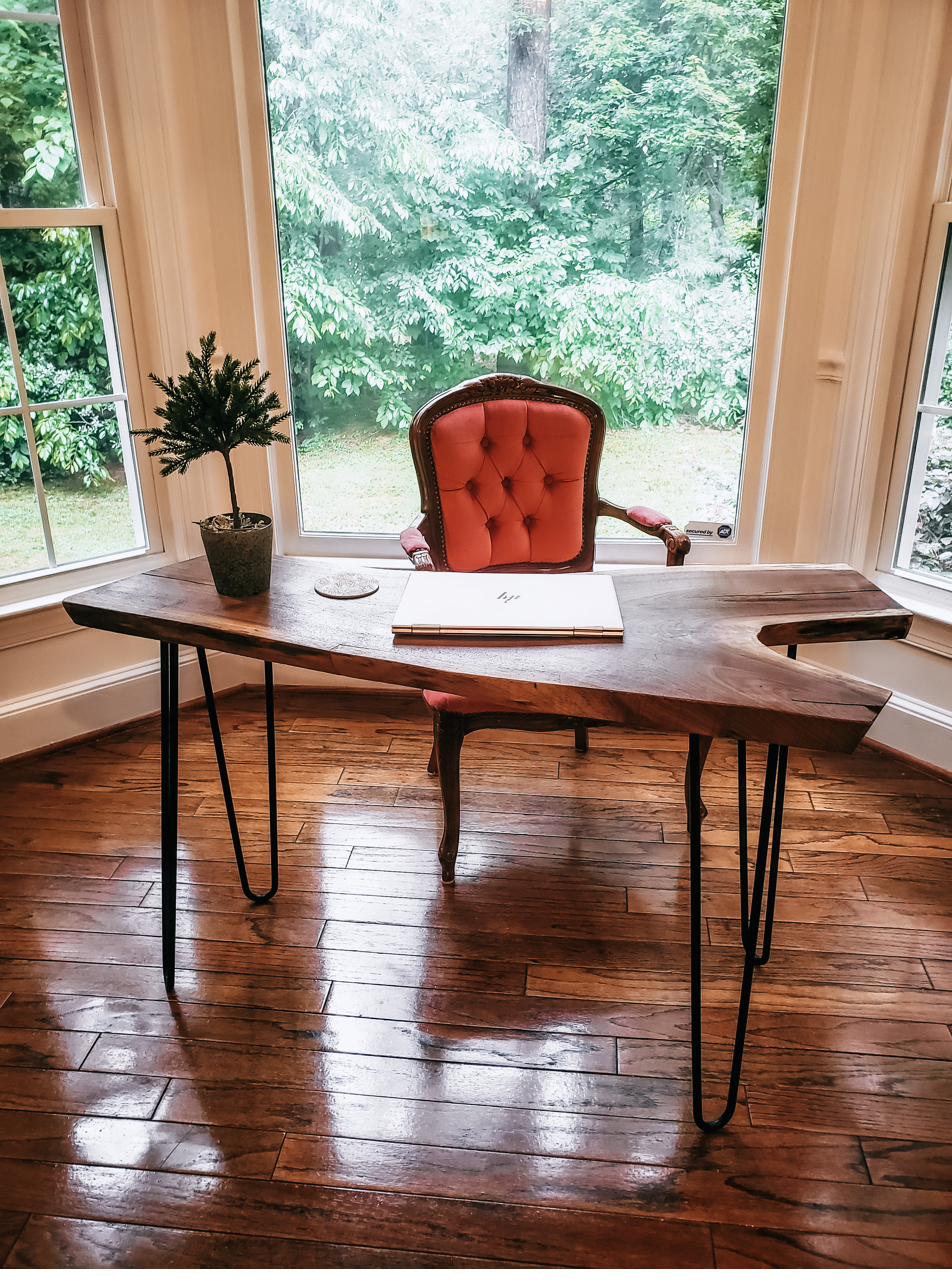 Live-edge desk in the office